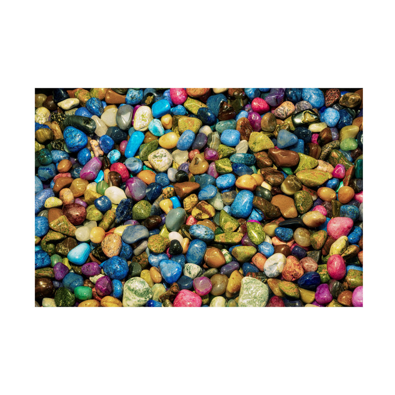 Colorful Polished Rocks Landscape Canvas Print with Wood Frame