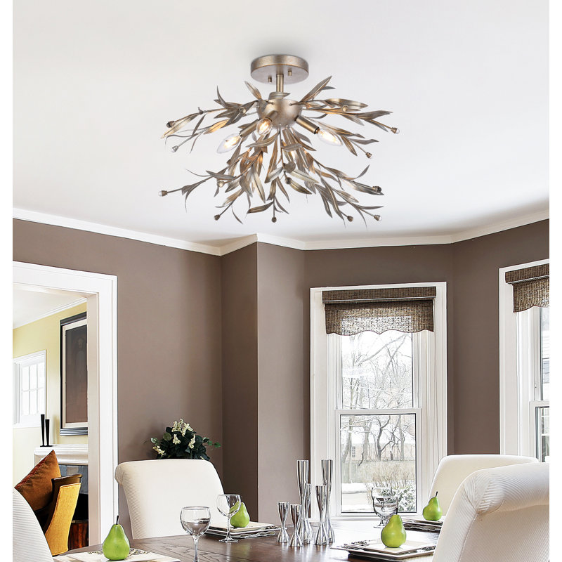Guriopal Flush Mount, Silver Leaf, 14.5"H x 18.5"W x 18.5"L