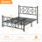 Black Queen Size Metal Bed Frame with Headboard and Footboard, Victorian Butterfly Platform Bedframes, Heavy Duty Platform Storage Bed, Noise-Free Slatted Base-490440644-490440646