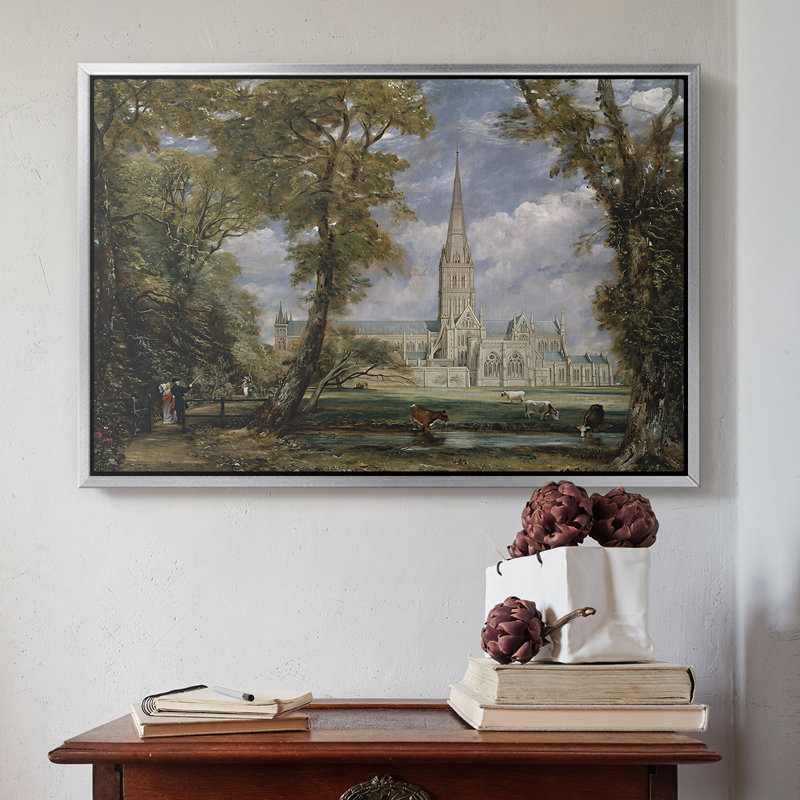 Cathédrale de Salisbury vue de l'évêché, v. 1825 - John Constable, toile tendue avec châssis encadrée, 16 x 24, Argent