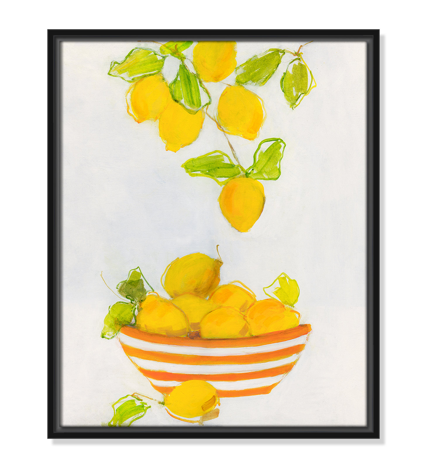 Darcy "Lemonlicious" Painting by Sally Swatland, 21.5" H x 17.5" W x 2" D, Black Framed Canvas