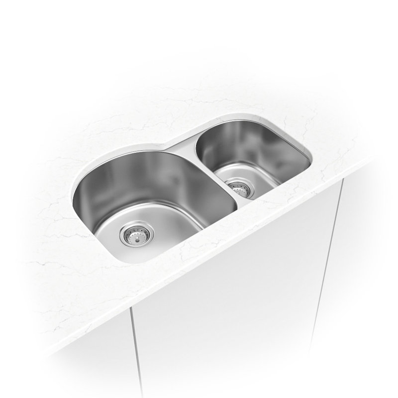 SleekSteel 31 in. x 20 in. 18 Gauge Stainless Steel Undermount 60/40 Double Bowl Kitchen Sink