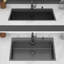 Évier de cuisine à encastrer 91 x 56 x 23 cm (36 x 22 x 9 pouces) noir canon de fusil avec robinet extractible, distributeur de savon et grille de fond anti-rayures
