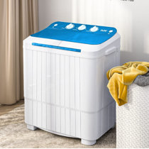 Auertech Portable Washing Machine 14lbs Mini Twin Tub Compact Semi-Automatic Washer Spinner Combo with Gravity Drain, Size: Dimension: 22 Large x 14 W