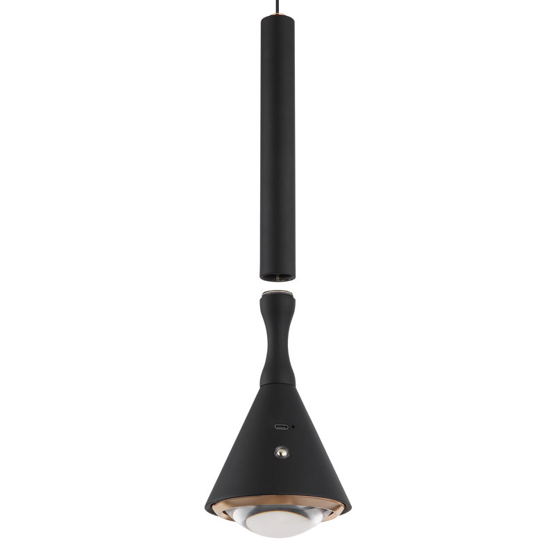 1 - Light LED Geometric Pendant, Matte Black