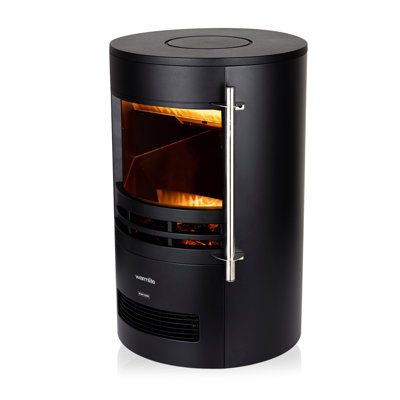 Warmlite Elmswell Round Contemporary Stove with 2 Heat Settings, Realistic LED Flame Effect, 2000W