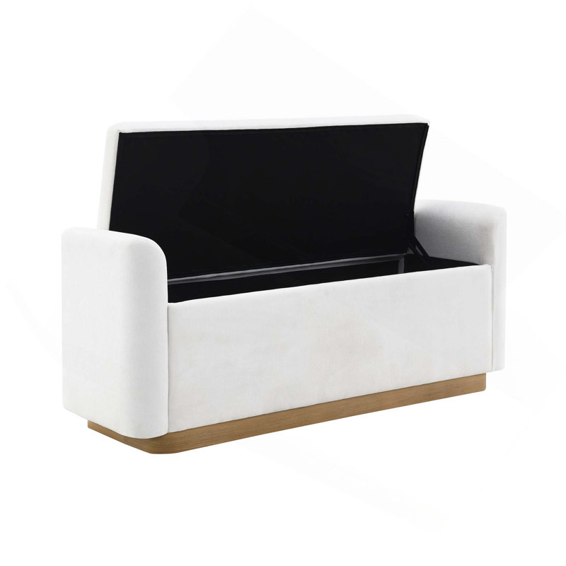 Upholstered Storage Bench With Safety Hinge And Sturdy Base For Multiple Rooms With Spacious Internal Storage, Beige