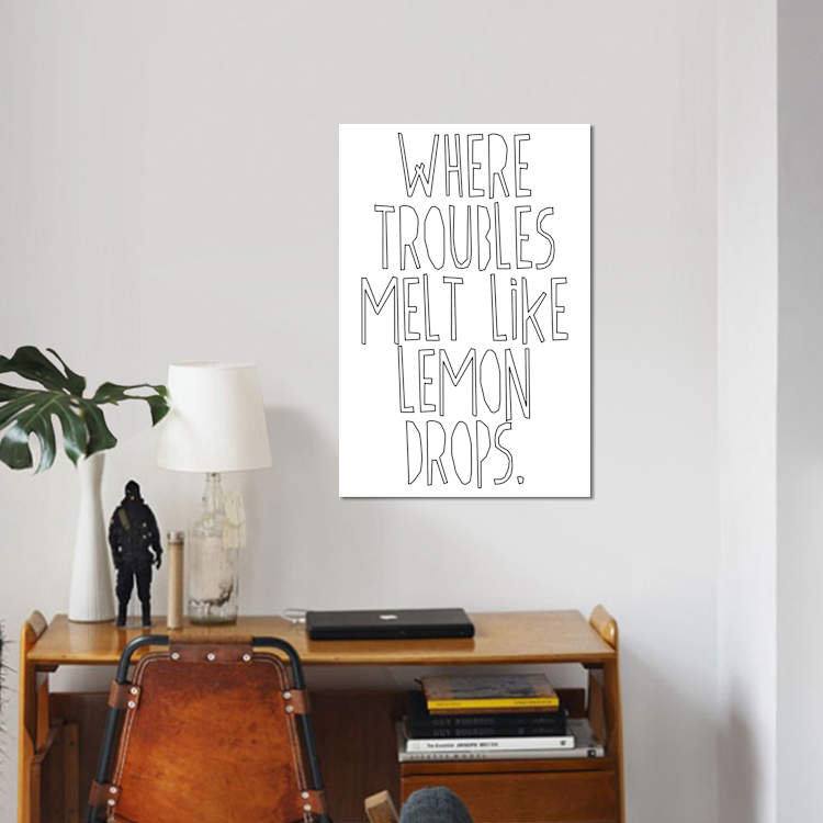 « where ennuis fusion like citron gouttes i », art textuel sur toile, H 40 po x l 26 po x P 1,5 po