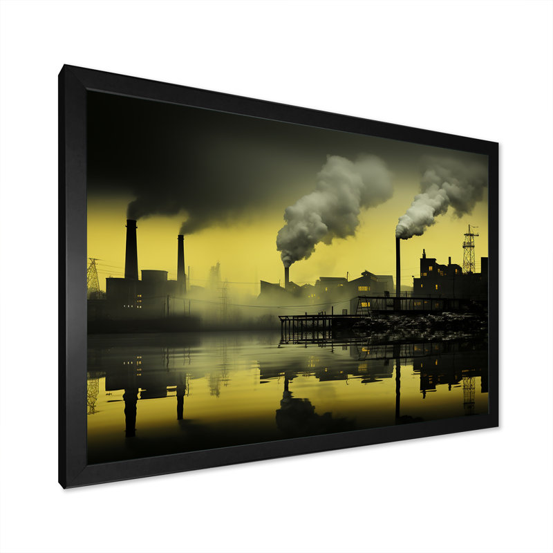 Impression sur toile, paysage de cheminée monochrome, Cadre simple noir, H 24 po x l 32 po x P 1 po