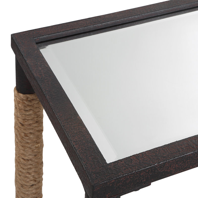 Casey 52'' Mirrored Glass Top Console Table with Rope Accents