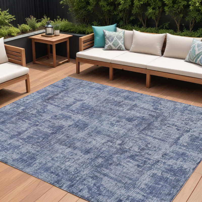 Tapis intérieur lavable abstrait 9 pi x 12 pi bleu