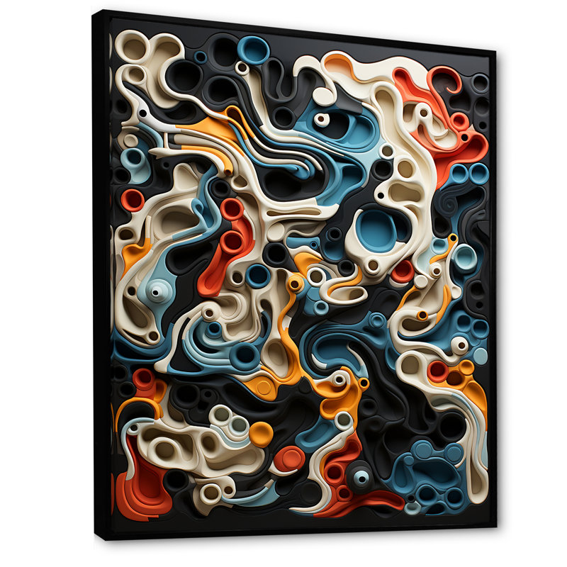 Owls Line Realms sur impression sur toile, H 32 po x l 24 po x P 1 po, Cadre flottant noir