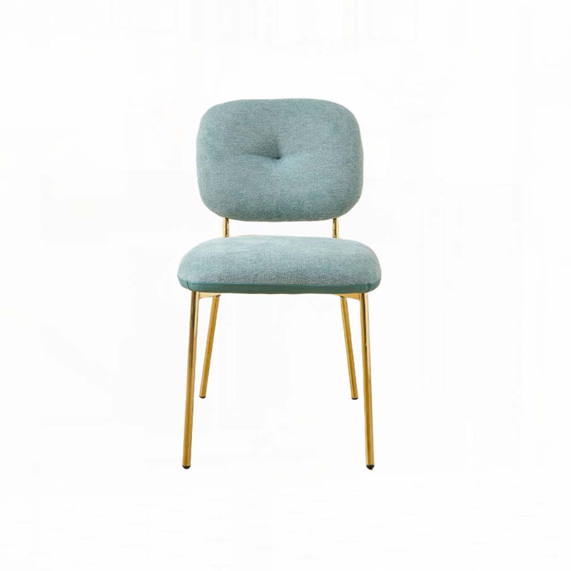 Chaises de salle à manger rembourrées, Vert, Doré