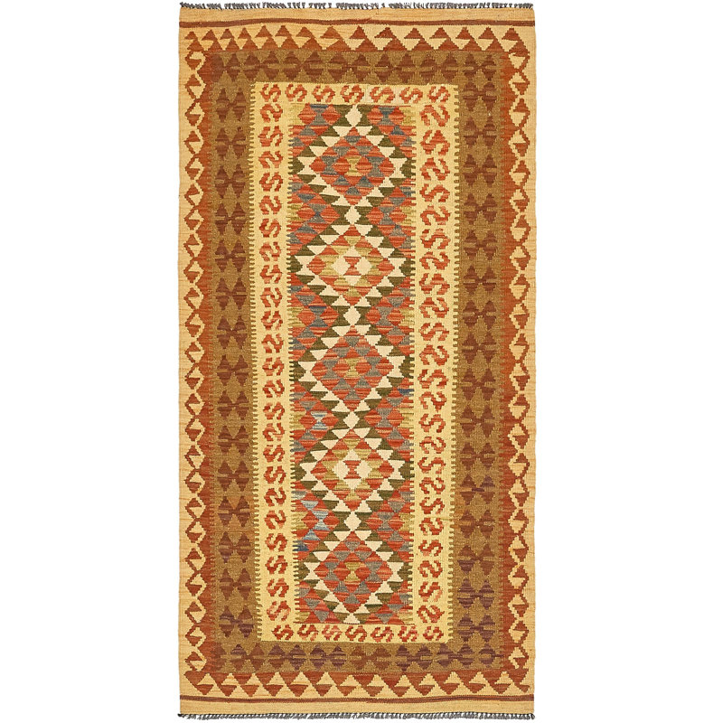 Tapis intérieur en laine brun/beige 3 pi 4 po x 6 pi 10 po one-of-kind à la main noué la Doorfield