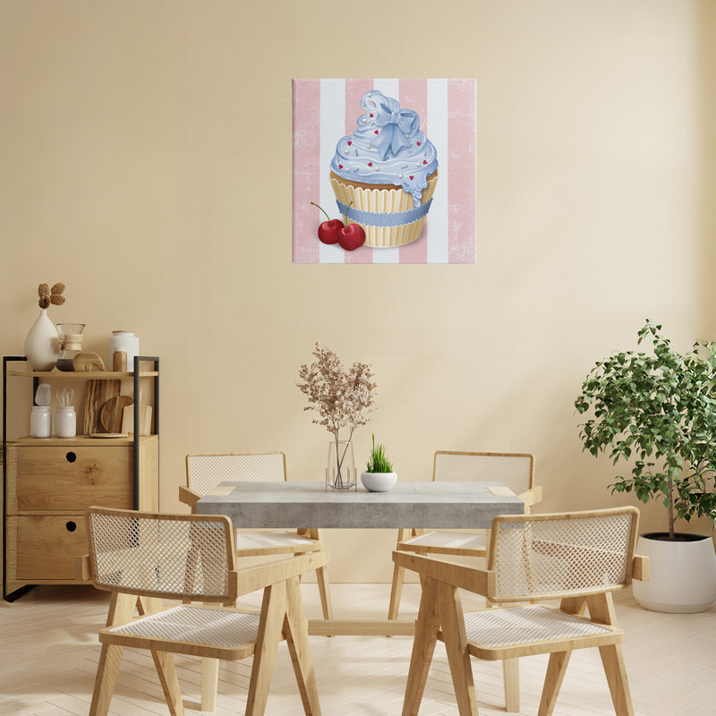 Toile pastel Cupcake & Cherries, design par Lori Mosley, H 17 po x l 17 po