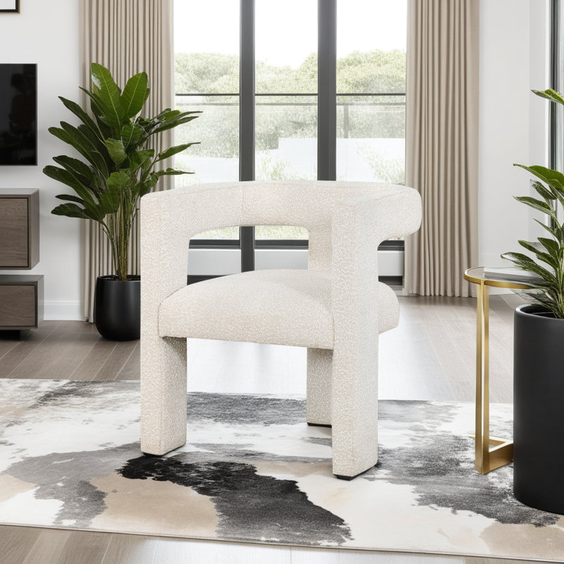 Chaise d'appoint Boucle - Design contemporain entièrement rembourré avec des courbes douces, Blanc