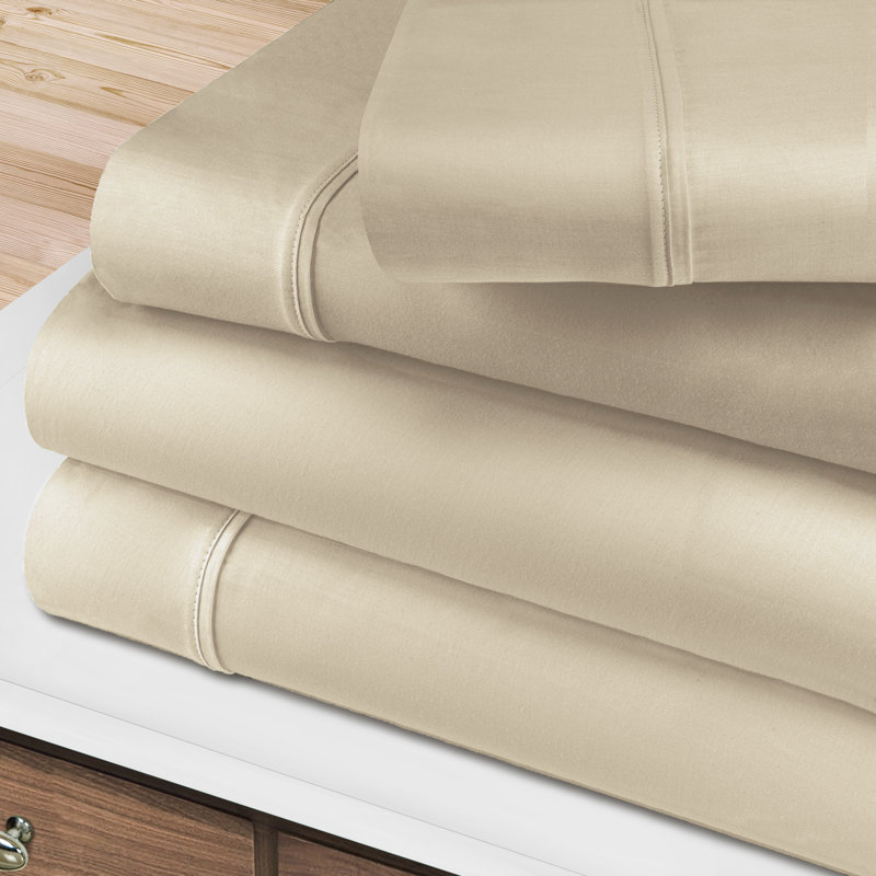 BNM Gisla Deep Pocket 400-Thread Count Egyptian-Quality Cotton Solid Sheet Set, California King Sheet Set with 2 Pillowcases
