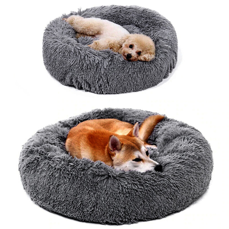 Albury Calming Round Donut Plush Dog Cuddler Bed, 120cm W x 120cm D, Slate Grey