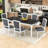 Rustic 7Pcs Extendable Dining Table Set with Removable Leaf and 6 Upholstered Chairs-2079921621-2079921624