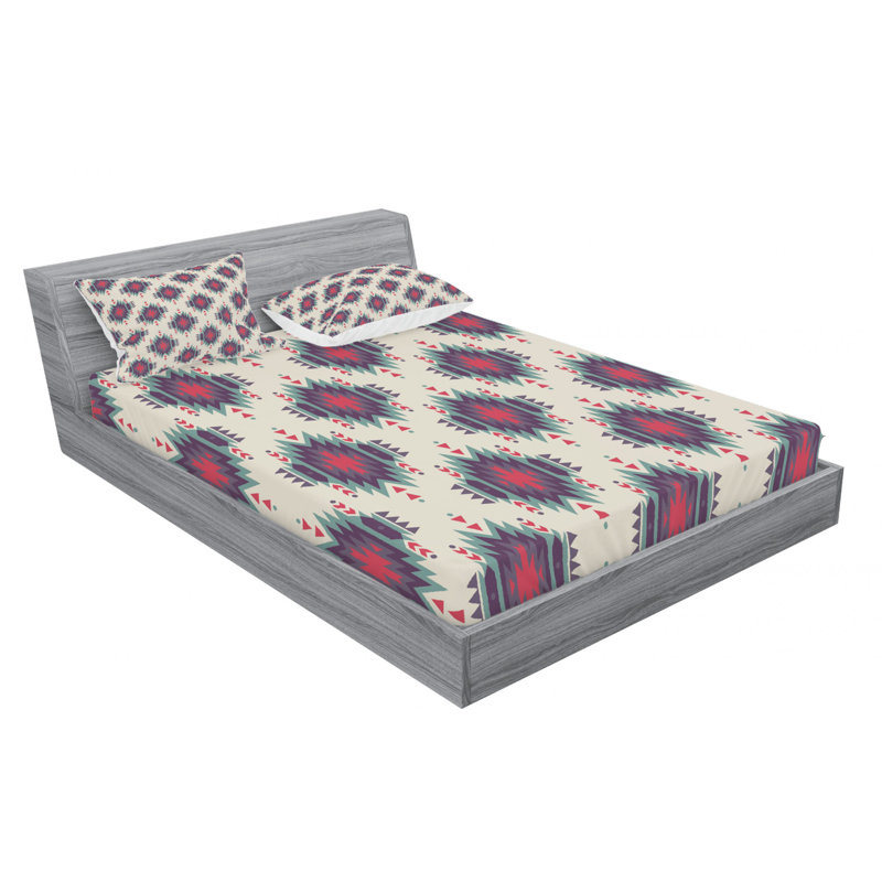 Microfiber Ikat Sheet Set, Queen Sheet Set with Fitted Sheet
