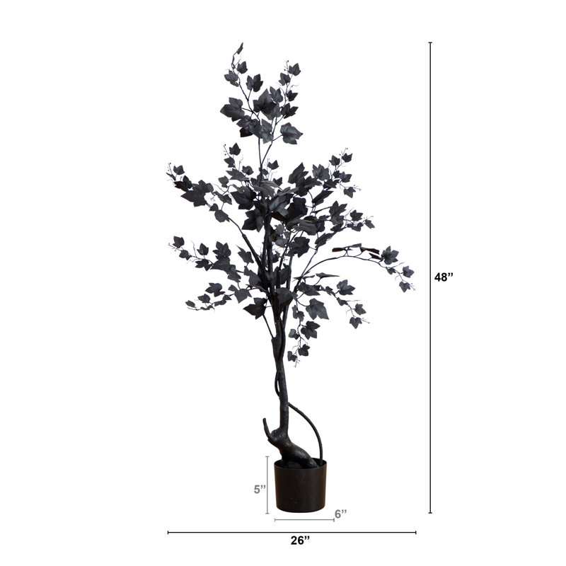 4ft. Halloween Black Maple Artificial Fall Tree