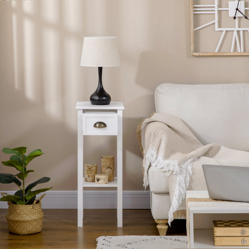 Kolb End Table with Storage, White, 1