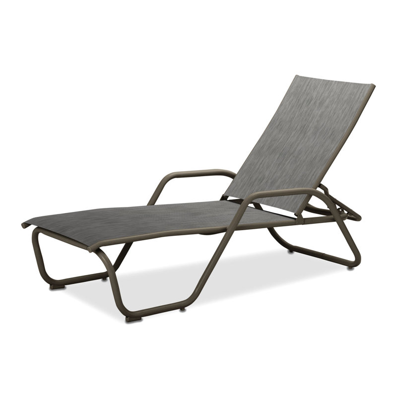 Outdoor Rust-Resistant Metal Chaise Lounge, Textured Beachwood, Carter