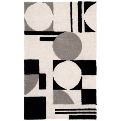 Felipe Gray Black White Hand-Woven Geometric Rug