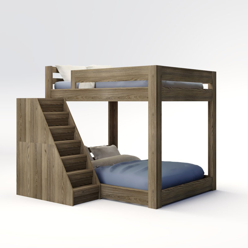 Elevated Kids Storage Bed, Queen, Woodsmoke, Location E