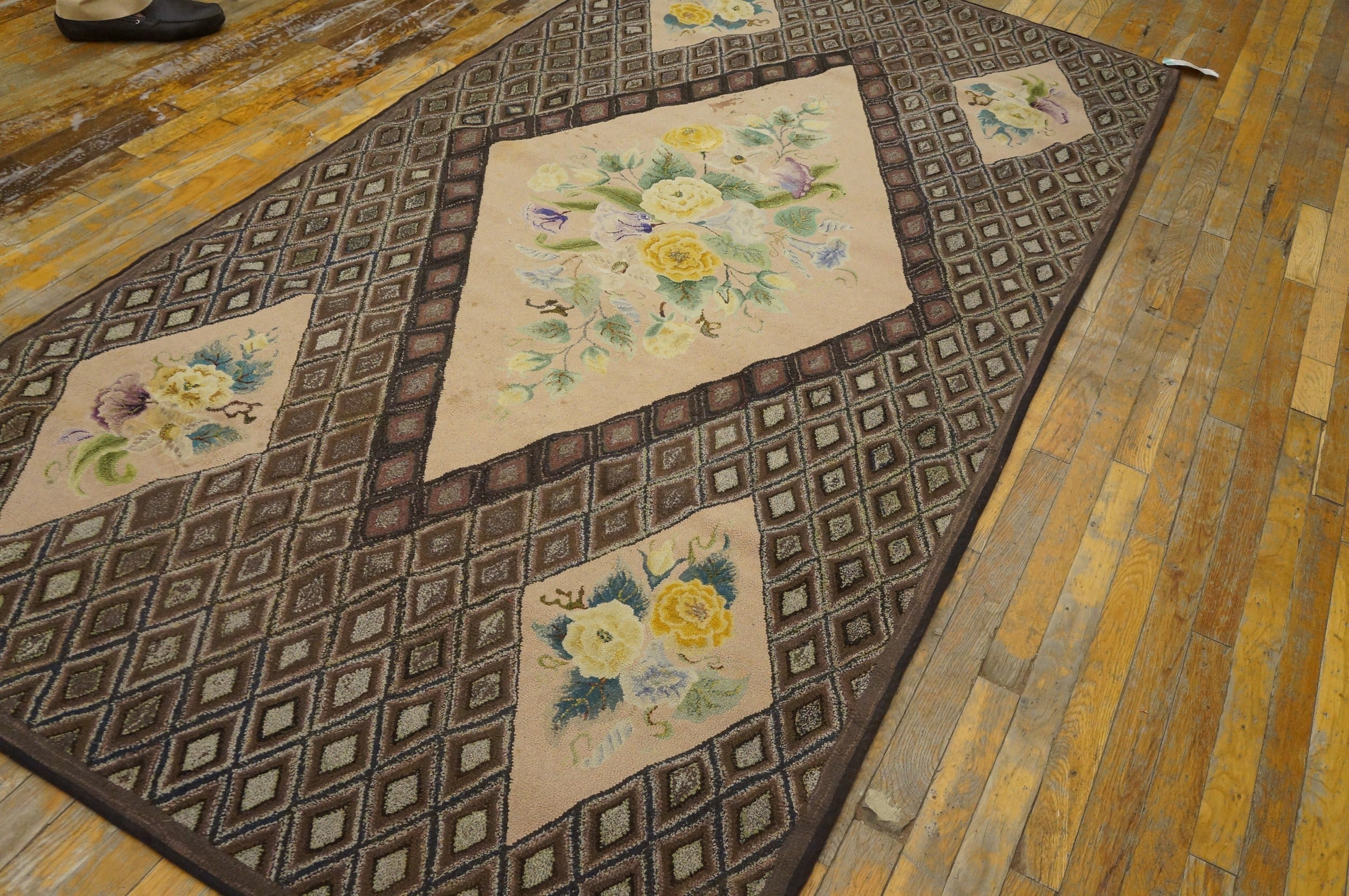 Texture Rug Inlay The New England Collection Gray Geometric Diamond Design With Ivory ...