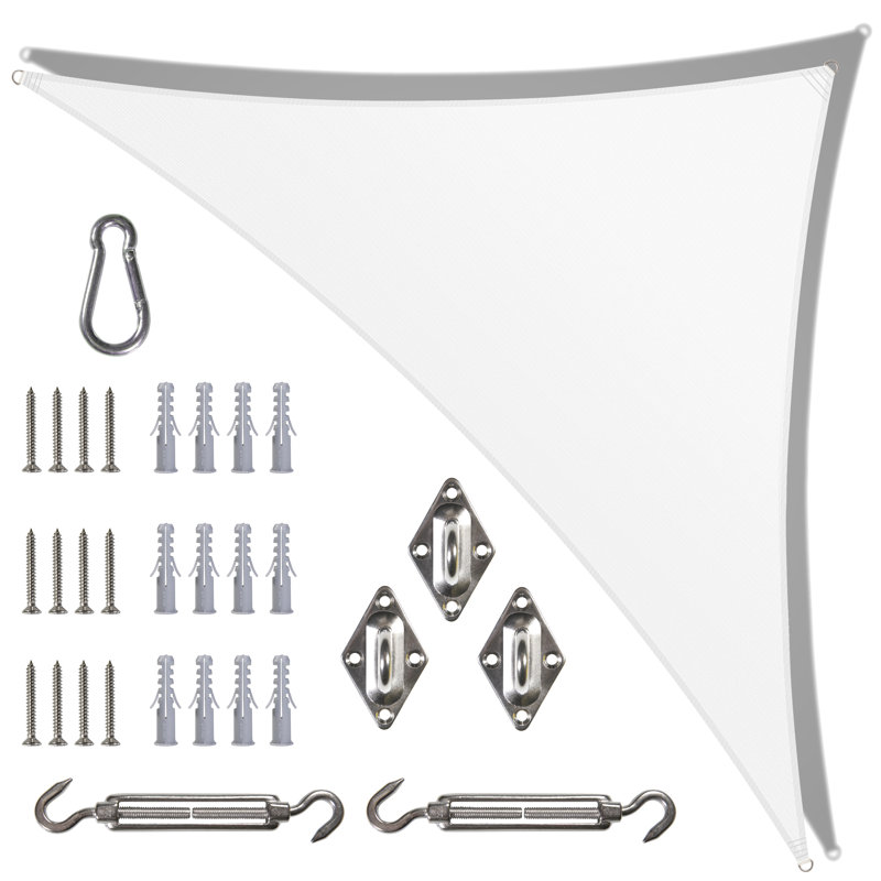 Royal Shade 20' x 20' x 28.3' Triangle Shade Sail with Hardware Kit, Brown, 20' x 20'