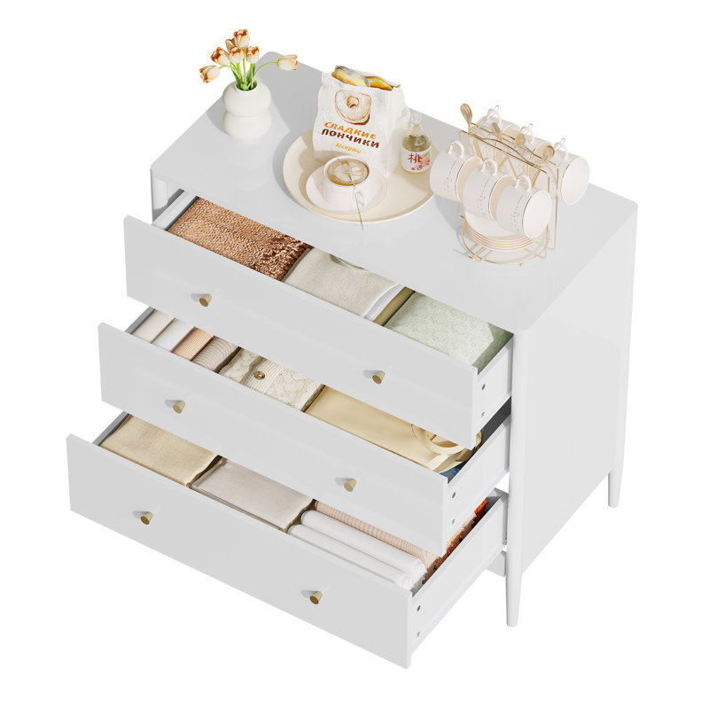 Commode 3 tiroirs 31,5 "et petite commode moderne, blanc
