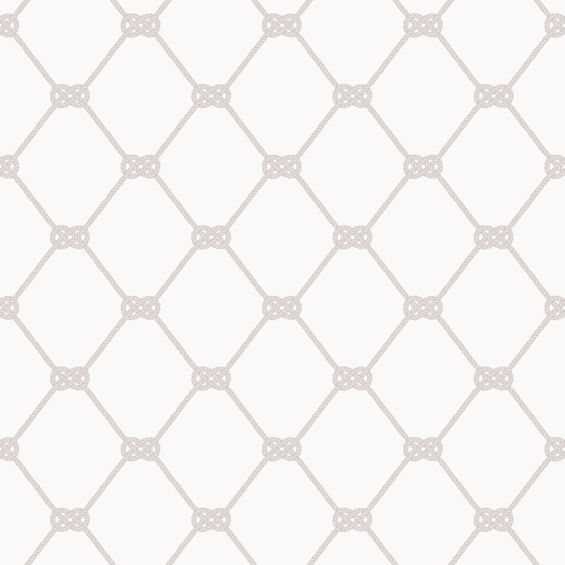 Deauville 2 Nautical Double Knot Rope Effect 33' L x 21" W Smooth Wallpaper Roll, Gray/White