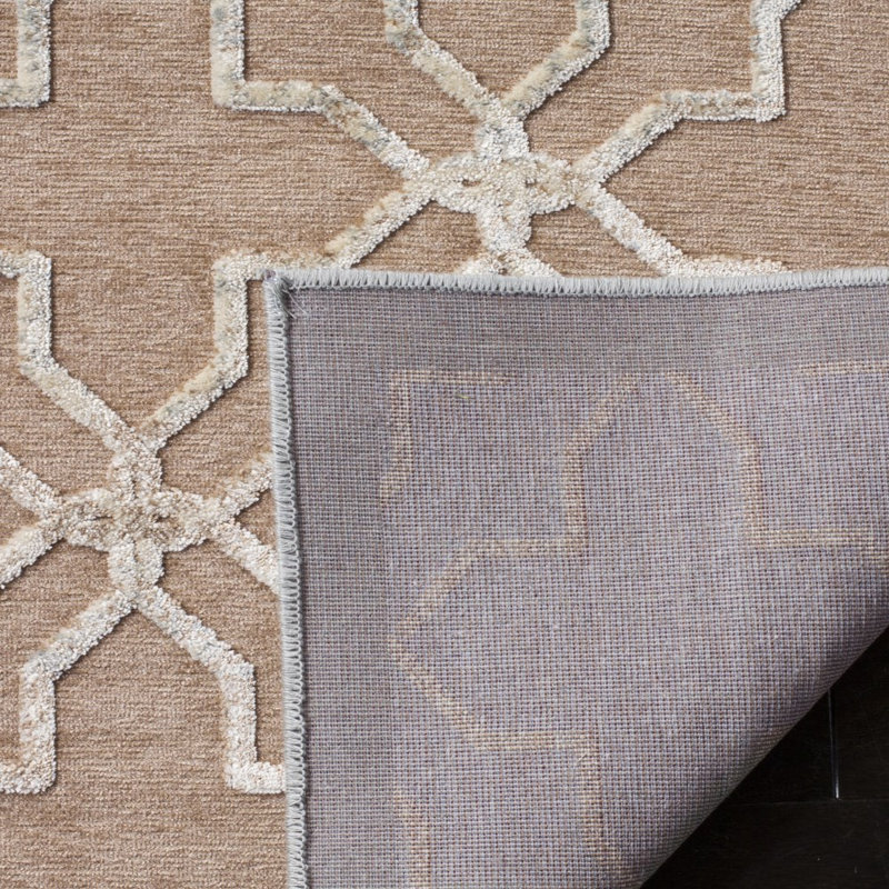 Tapis brun à motif d'étoiles, Rectangle 5 pi 3 po x 7 pi 6 po