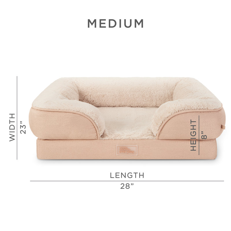 Large Warm Taupe Faux Fur Bolster Pet Bed