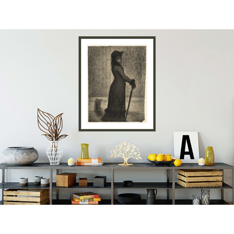 «Woman Strolling» par Georges Seurat, impression giclée sur cadre, H 41,44 po x l 33,5 po