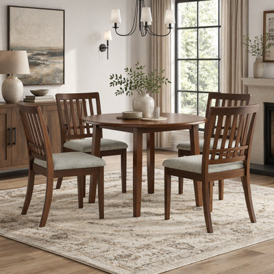 Ensemble de table de salle à manger 5 pièces pour 4 personnes, 1 table de salle à manger pliante en bois + 4 chaises rembourrées, conception compacte pour petits appartements et salles à manger - Brun