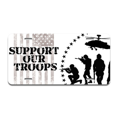 Support Our Troops Aluminum Plate Frame