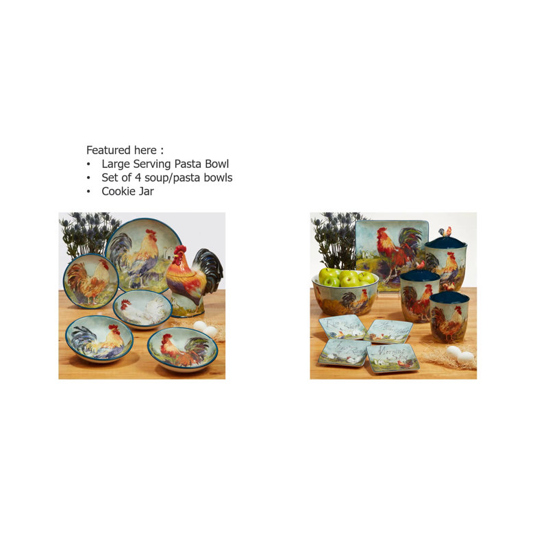 Rooster Meadow Multicolor Ceramic 16-Piece Dinnerware Set