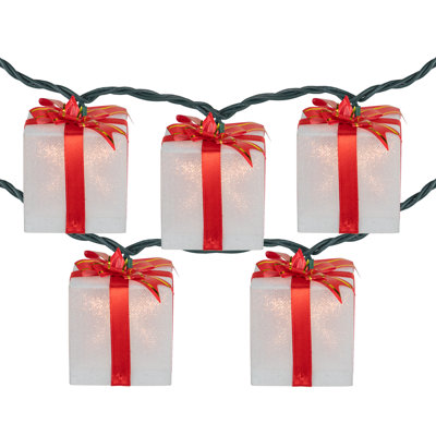 10-Count Christmas Present Light Set  7.5Ft Green Wire