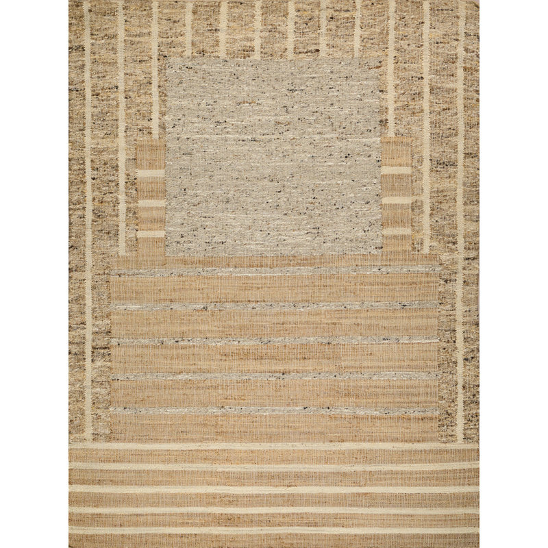 Pompano Hand Woven Wool/Jute Beige/Brown/Ivory Area Rug, 8'X10'