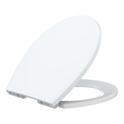 Soft Close Round Toilet Seat – Quick-Release Hinges, Non-Slip Stable Design, Easy to Clean, Durable White Polypropylene – Fits Most Standard Toilets – White Short (Round) Regular
