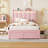 Velvet Upholstered Storage Kids Bed With LED Lights, Twin Size Platform Kids Bed With 1 Drawer-2079413572-2067858230