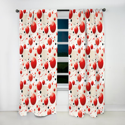 Estefania Red And White Polka Dots I - Modern Curtain - Velvet Room Darkening - 1 panel