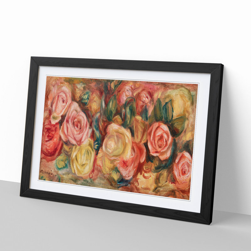 Roses - Picture Frame Graphic Art, 65cm H x 90cm W x 2cm D, Black Framed