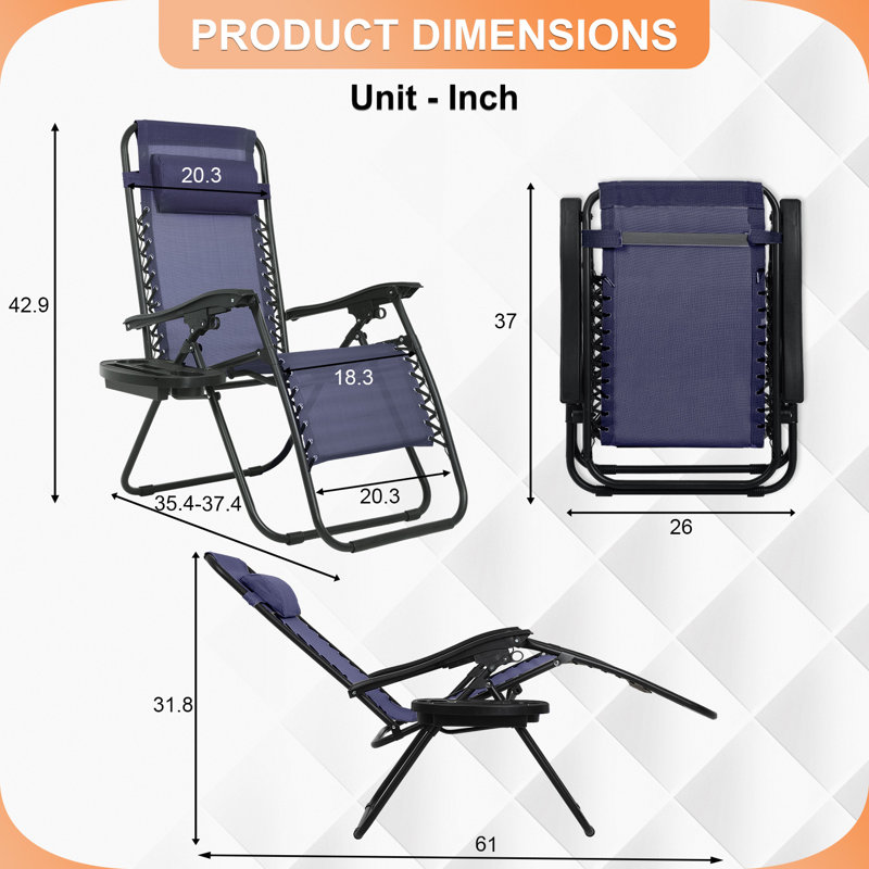 Chaise de patio pliante Zero Gravity Chair, Bleu