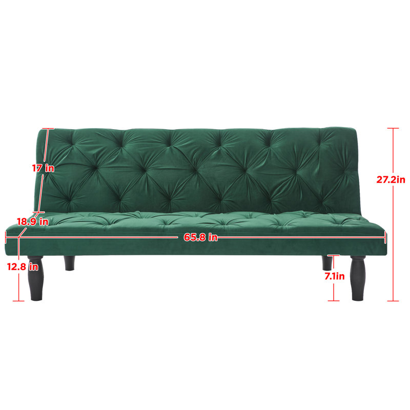 Causeuse inclinable rembourrée 65,8 po Gimena, Velours vert