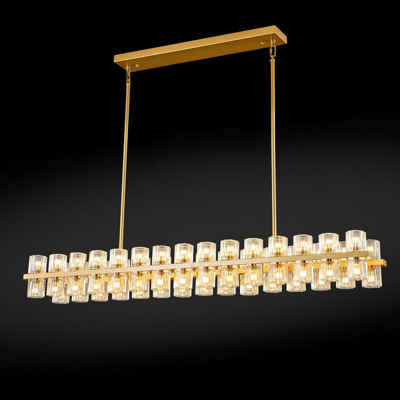 Jaylnn 60 - Light 54’’  Crystal Dimmable LED Kitchen Island Rectangle Chandelier(Includes 60XG4 Bulbs), Matte Black