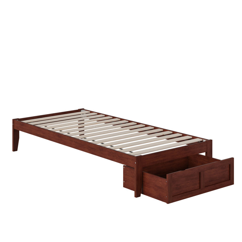 Aayanna Solid Wood Platform Storage Bed, Twin, Walnut