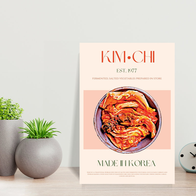 Authentique art mural traditionnel kimchi coréen, H 18 po x l 12 po